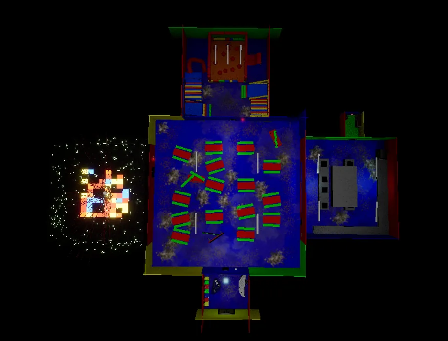 Top-down view of the whole level